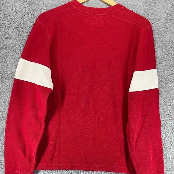 Vintage Abercrombie & Fitch Men's Red and White Sweater Long Sleeve Y2K sz M - Picture 2 of 7